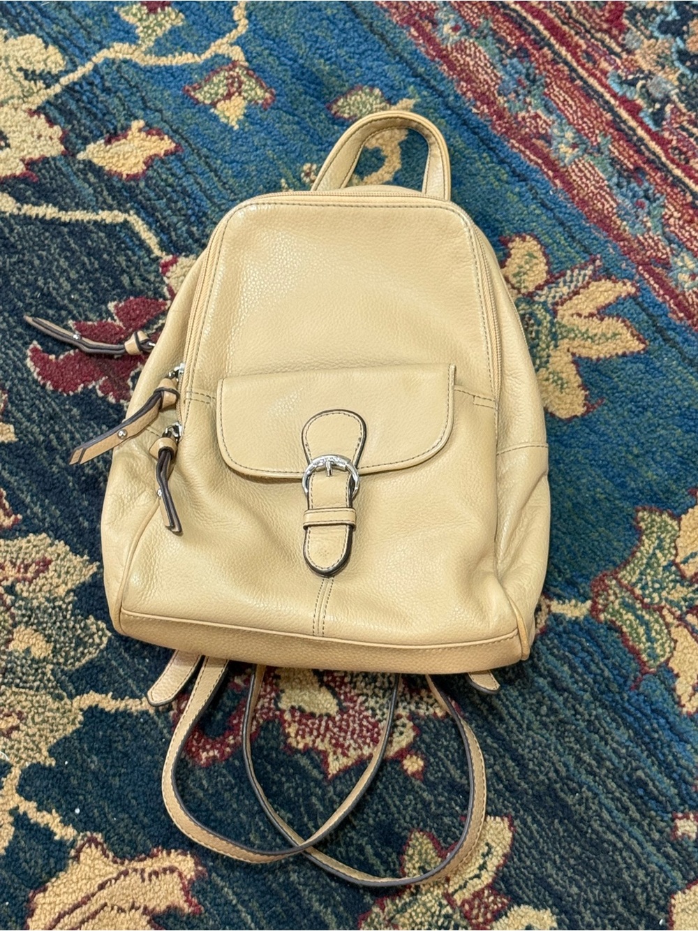 Tignanello Pebbled Leather Tan Backpack Purse